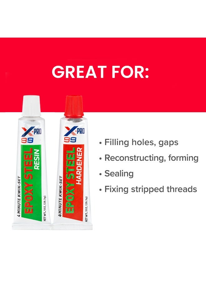 Xpro X-PRO99 Epoxy Steel Adhesive, 4-Minute Quick Set Metal Repair Glue, Resin & Hardener Kit, Heavy Duty Bonding for Steel, Iron, Aluminum, Copper, Automotive & Household Repairs, Fill Cracks & Gaps (2 oz / 57g) - Image 5